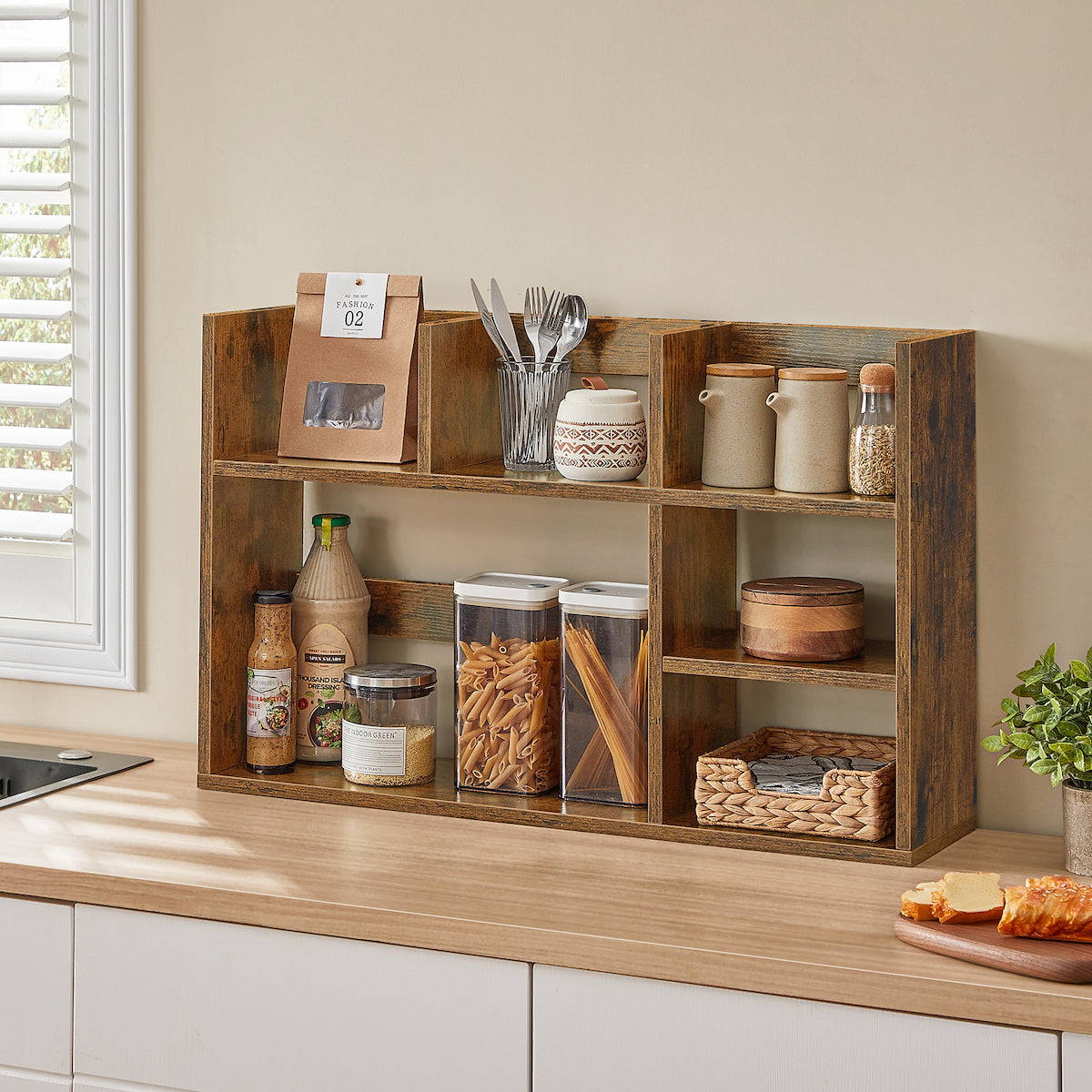 Polica Store – desktop i kuhinjski organizer boja drveta