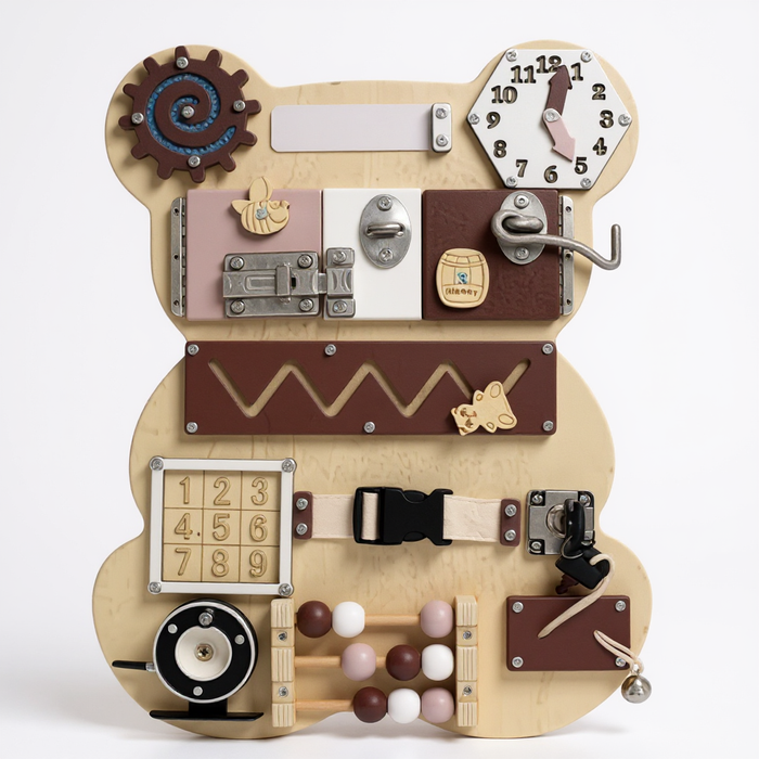 MONTESSORI DRVENA BUSY BOARD MEDO