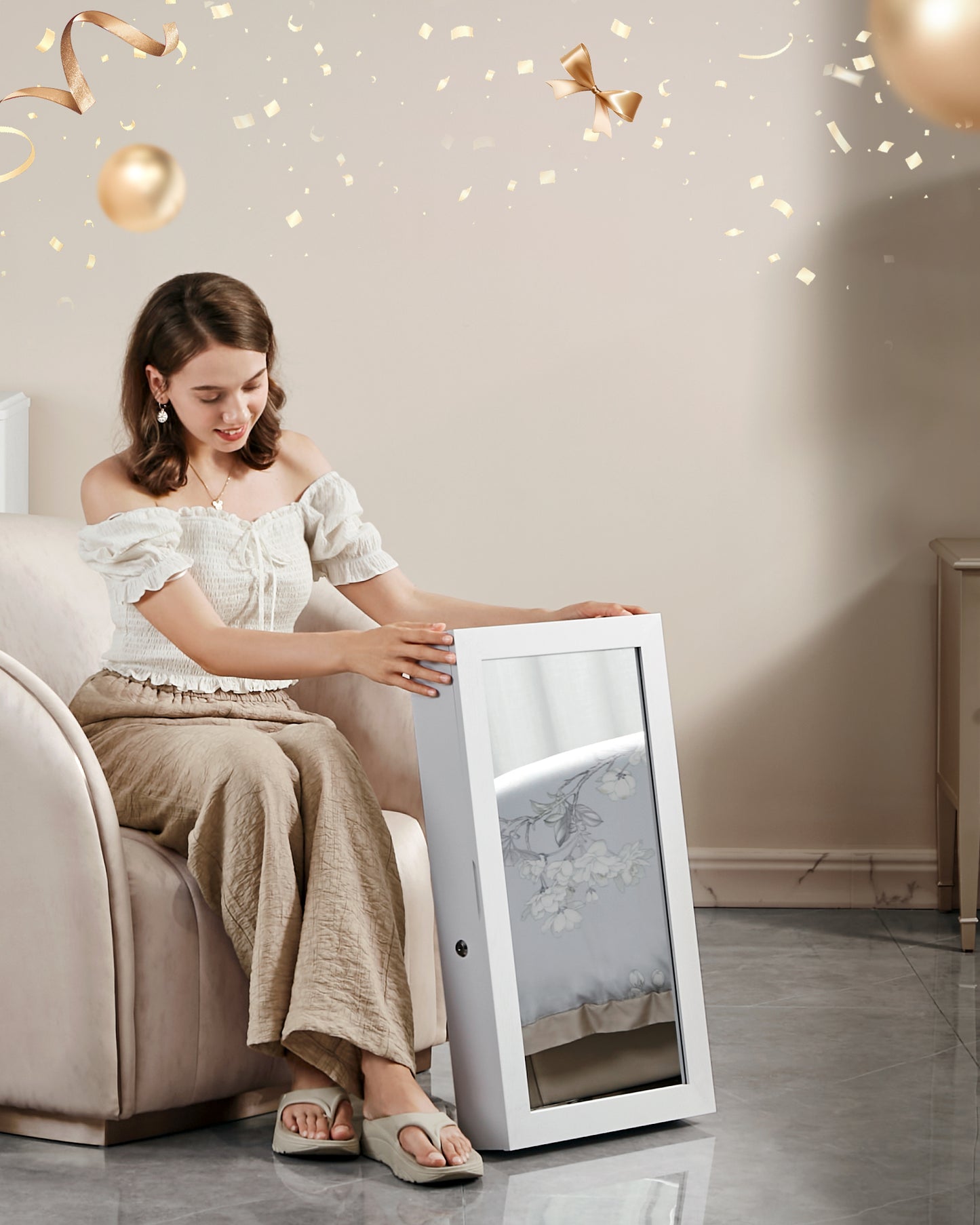 Kompakt ormar sa ogledalo  za nakit Amora Mini