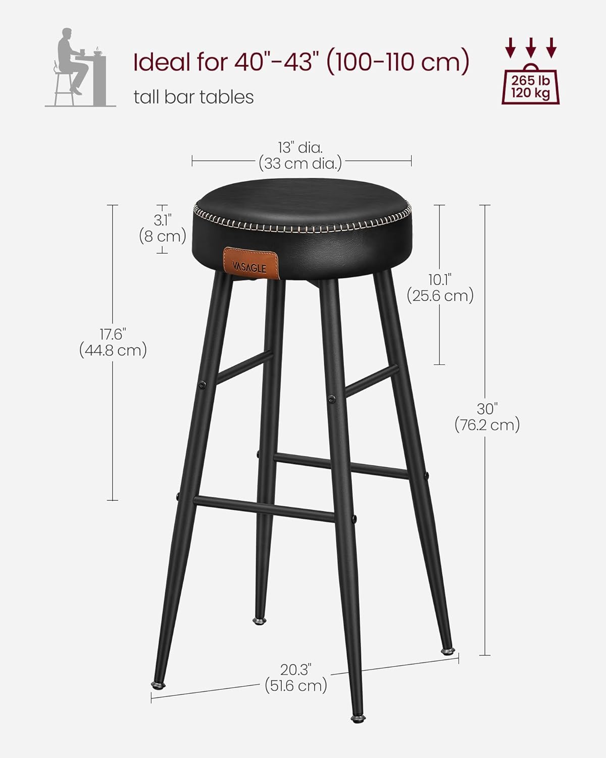 Set barskih stolica Manhattan- crni