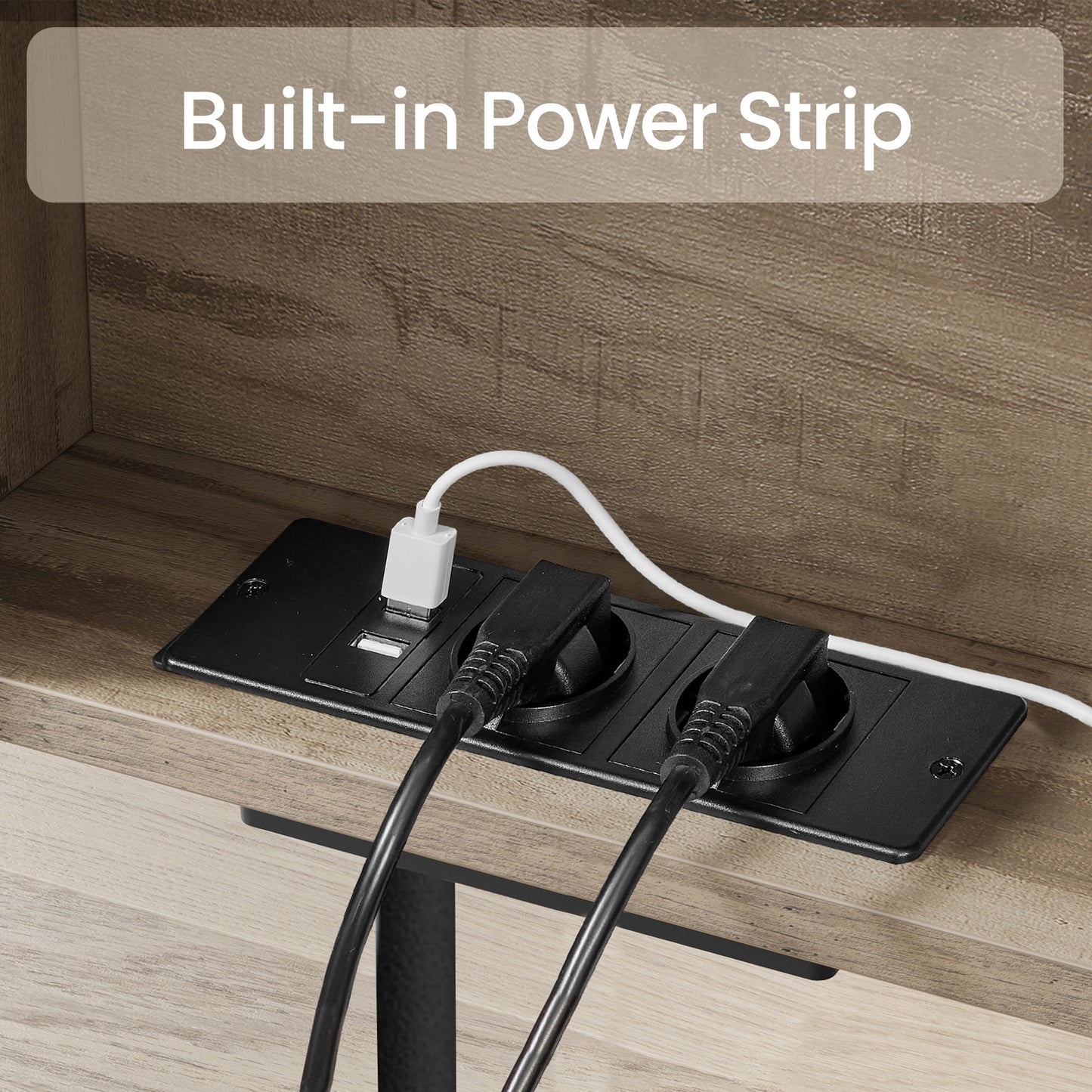 Pomoćni sto sa utičnicom Edge – svijetli dekor drveta