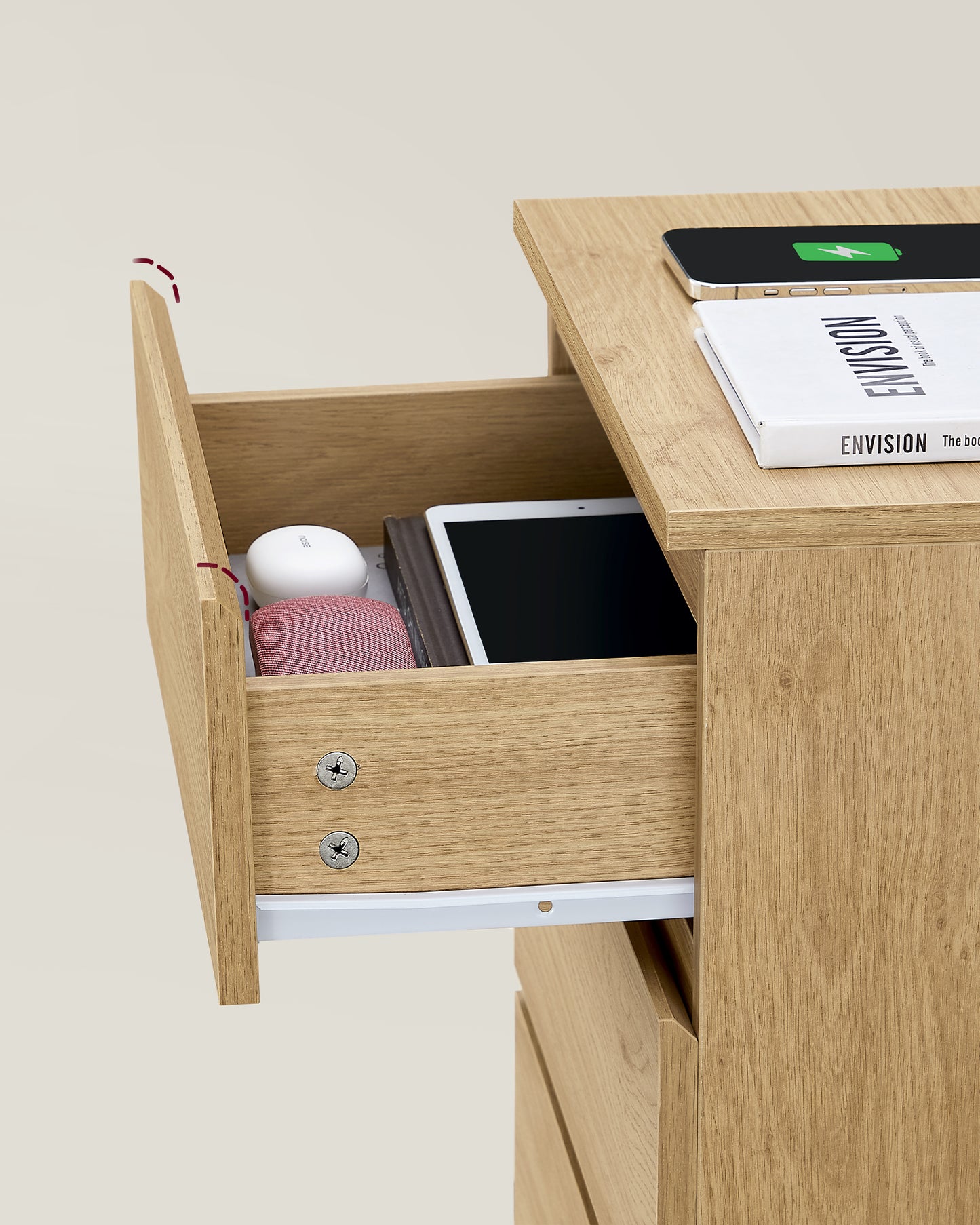 Noćni ormarić sa integrisanom utičnicom Oak