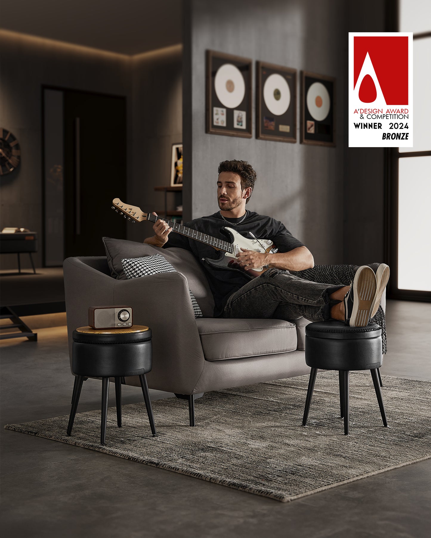 Tabure za skriveno odlaganje Velour- crni