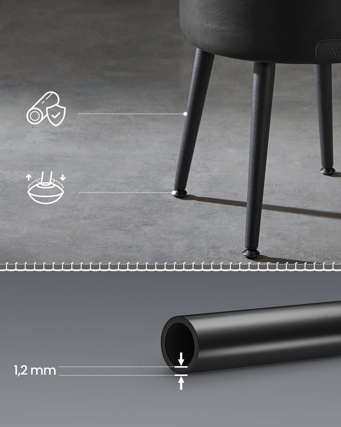 Tabure za skriveno odlaganje Velour- crni