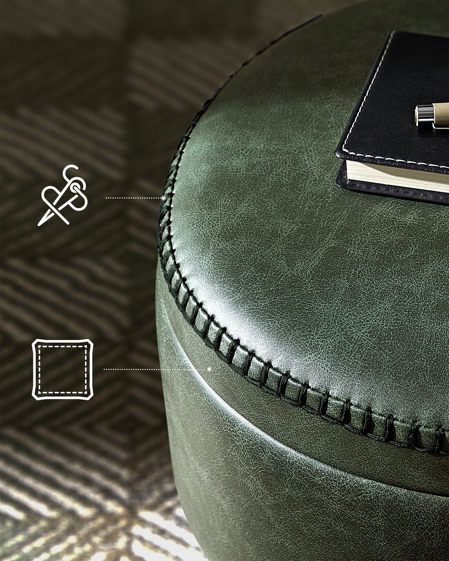 Tabure za skriveno  odlaganje Velour- zeleni