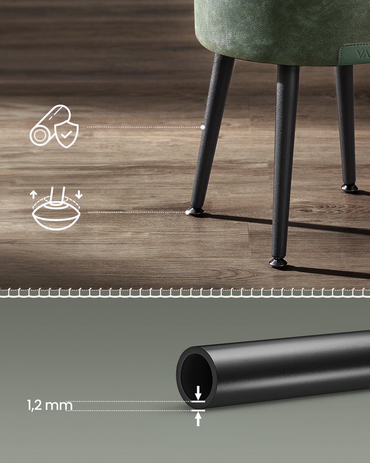 Tabure za skriveno  odlaganje Velour- zeleni