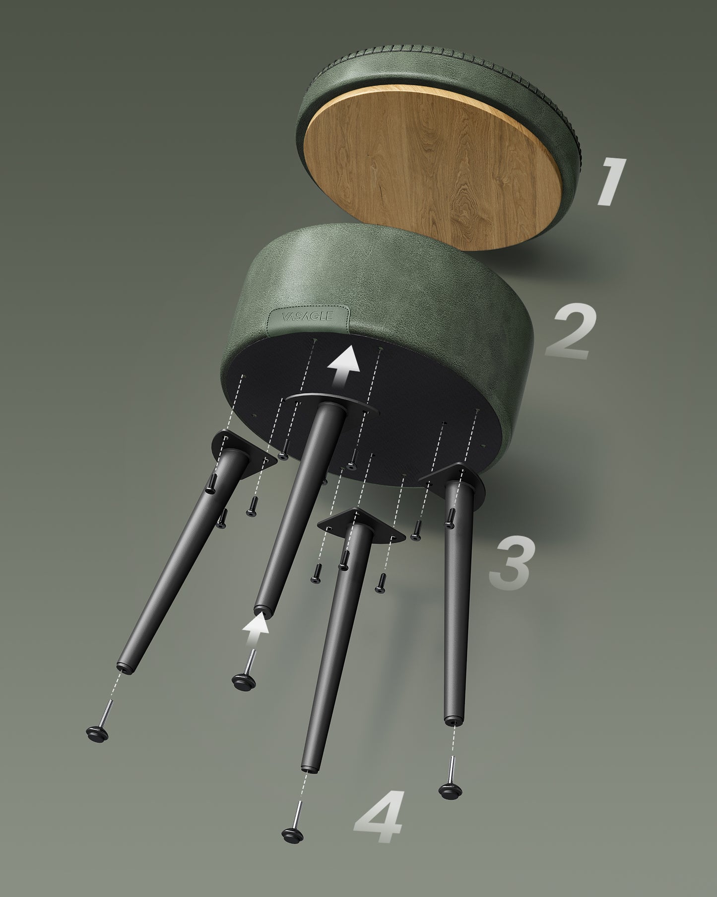 Tabure za skriveno  odlaganje Velour- zeleni