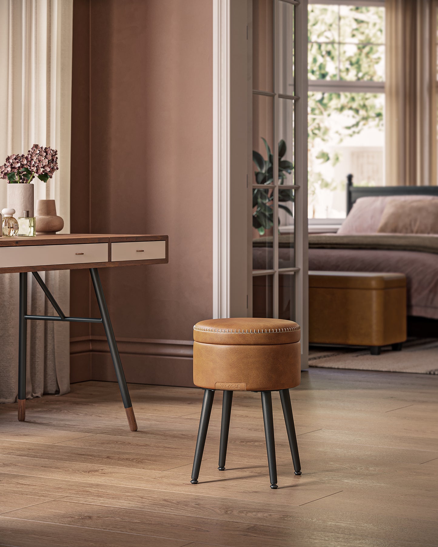 Tabure za skriveno  odlaganje Velour- smeđi