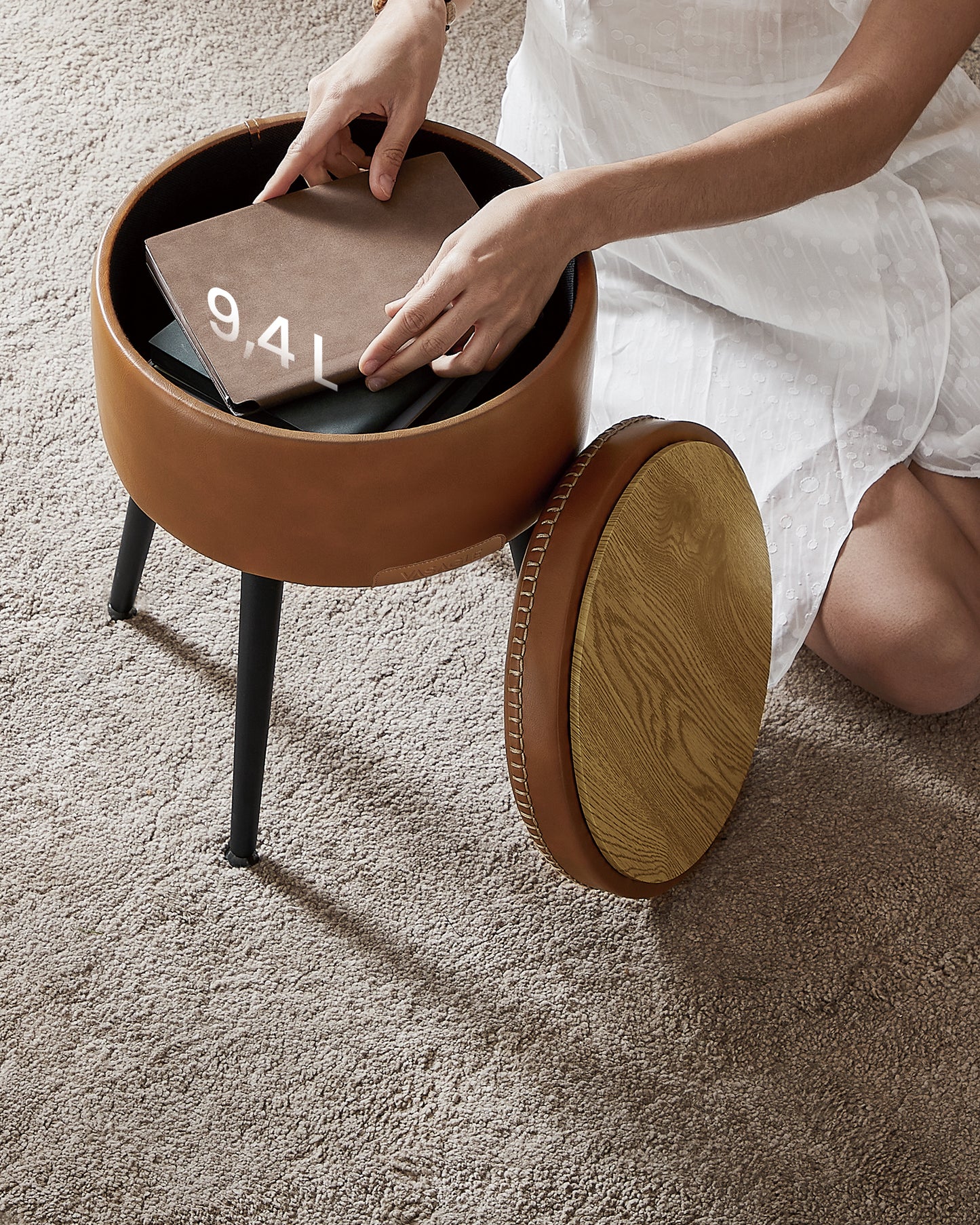 Tabure za skriveno  odlaganje Velour- smeđi