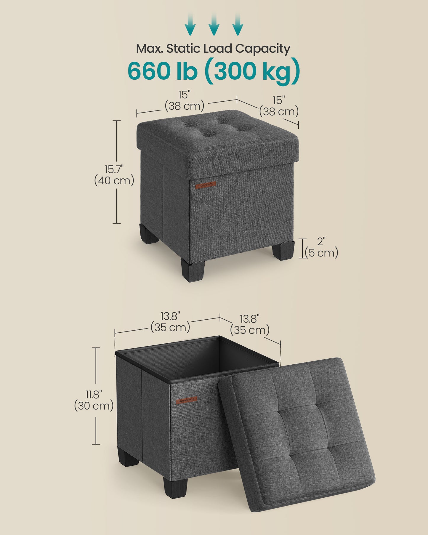 Tapacirani tabure sa kutijom Como mini