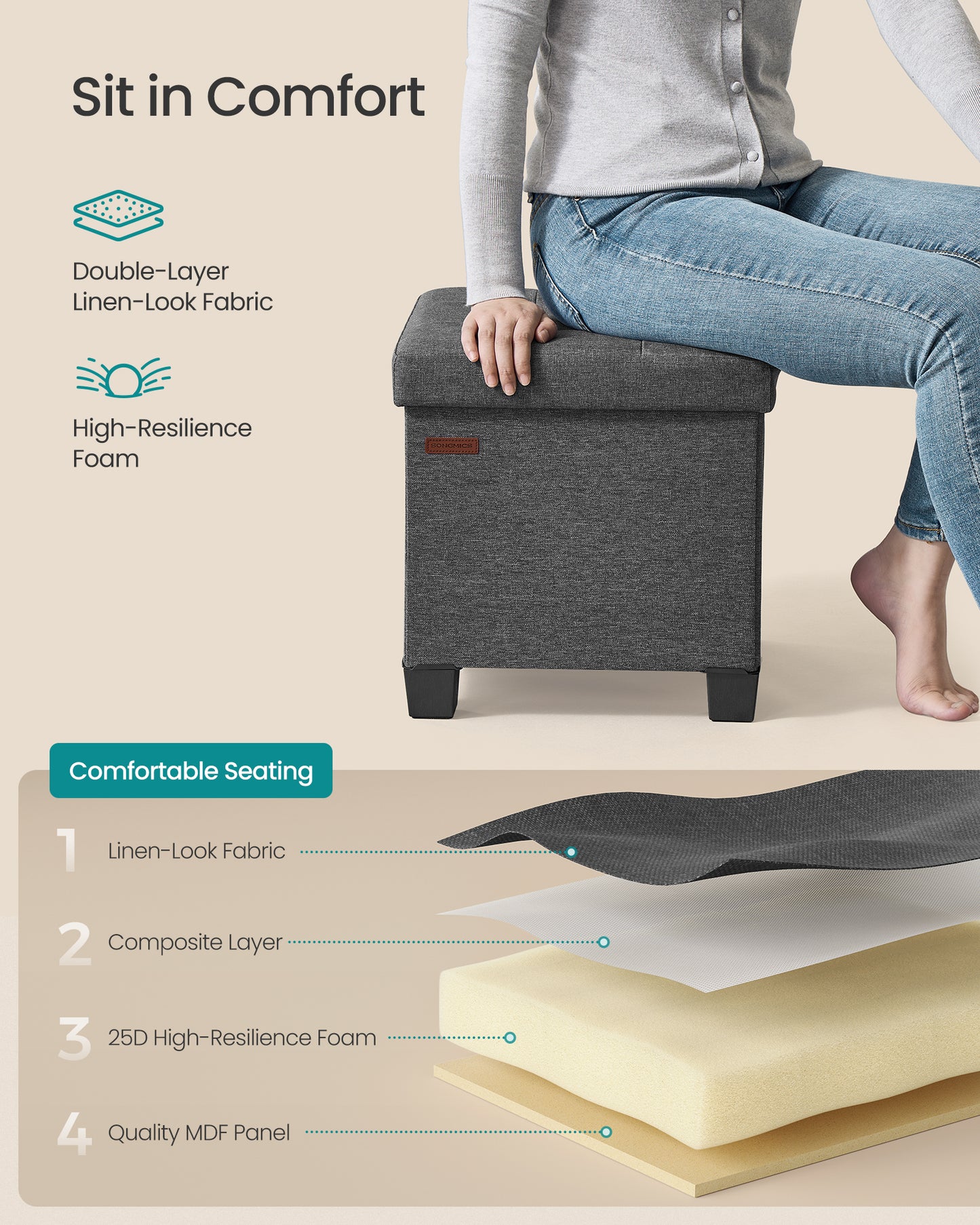 Tapacirani tabure sa kutijom Como mini