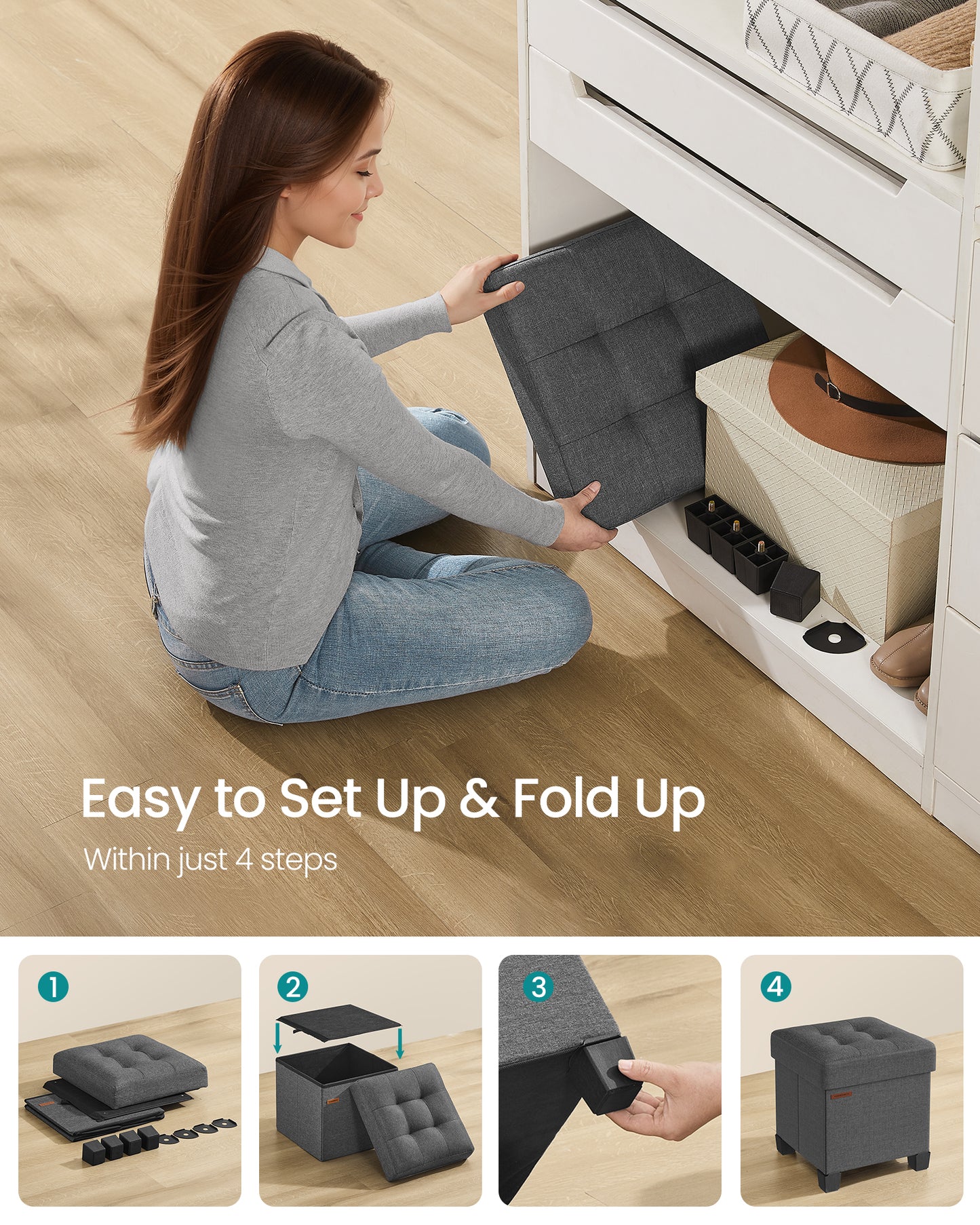 Tapacirani tabure sa kutijom Como mini