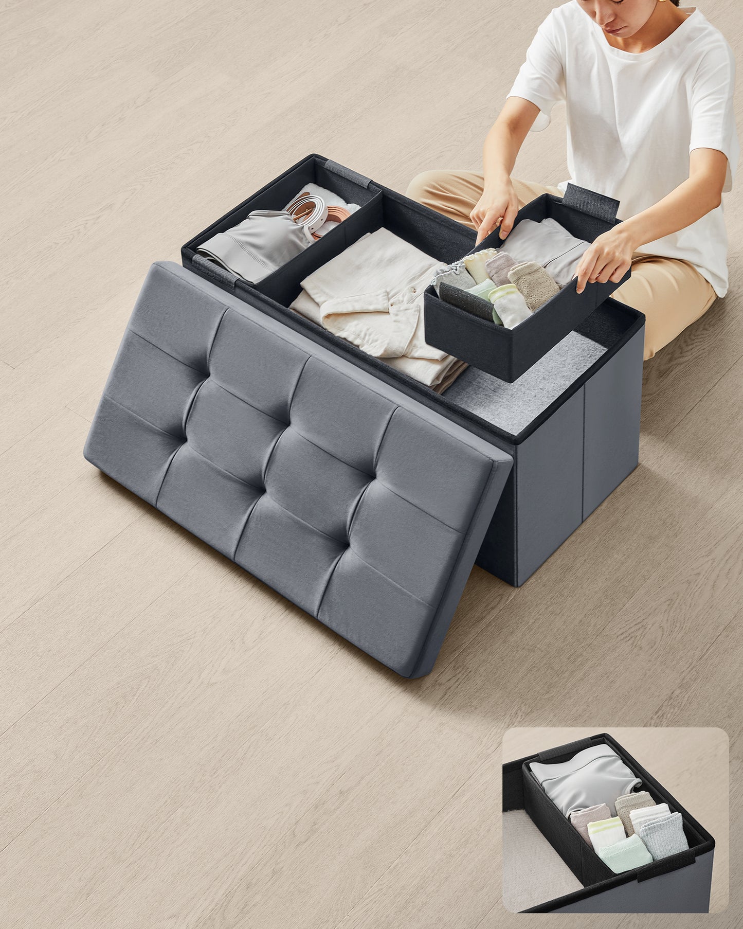 Tapacirani tabure sa kutijom Como maxi