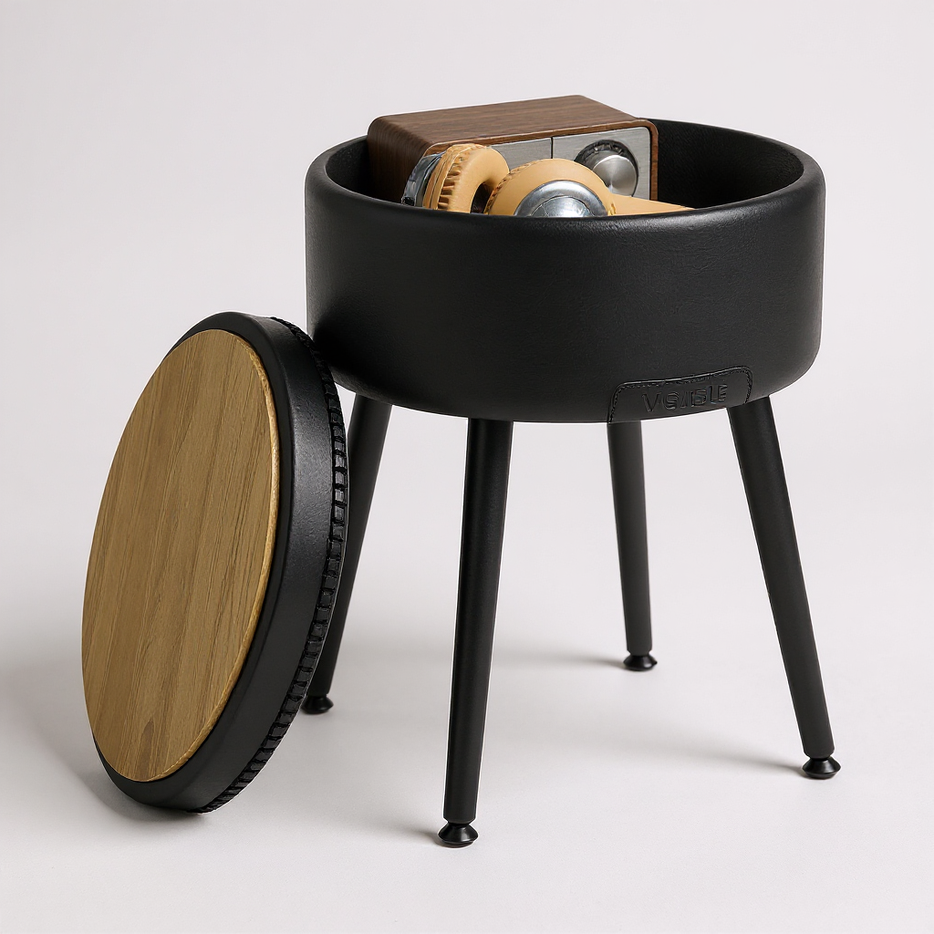 Tabure za skriveno odlaganje Velour- crni