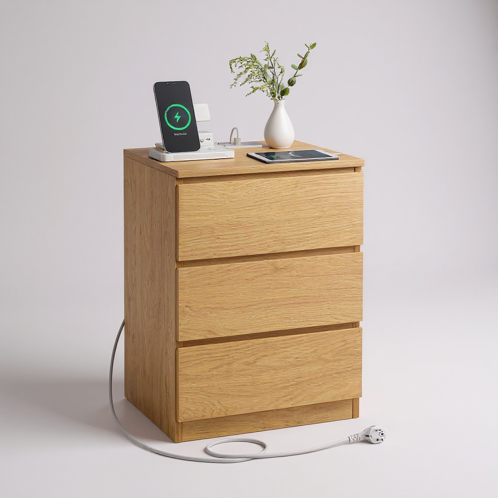 Noćni ormarić sa integrisanom utičnicom Oak