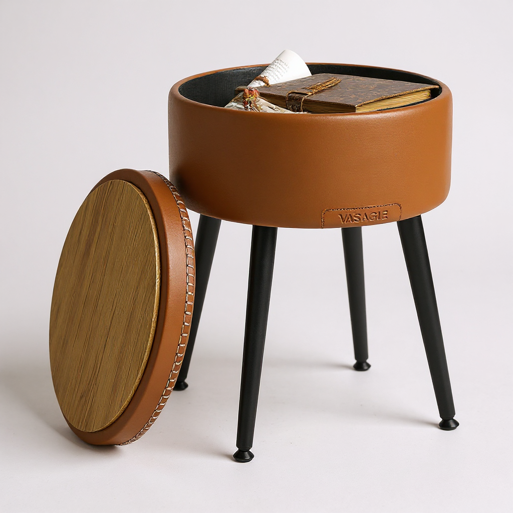 Tabure za skriveno  odlaganje Velour- smeđi