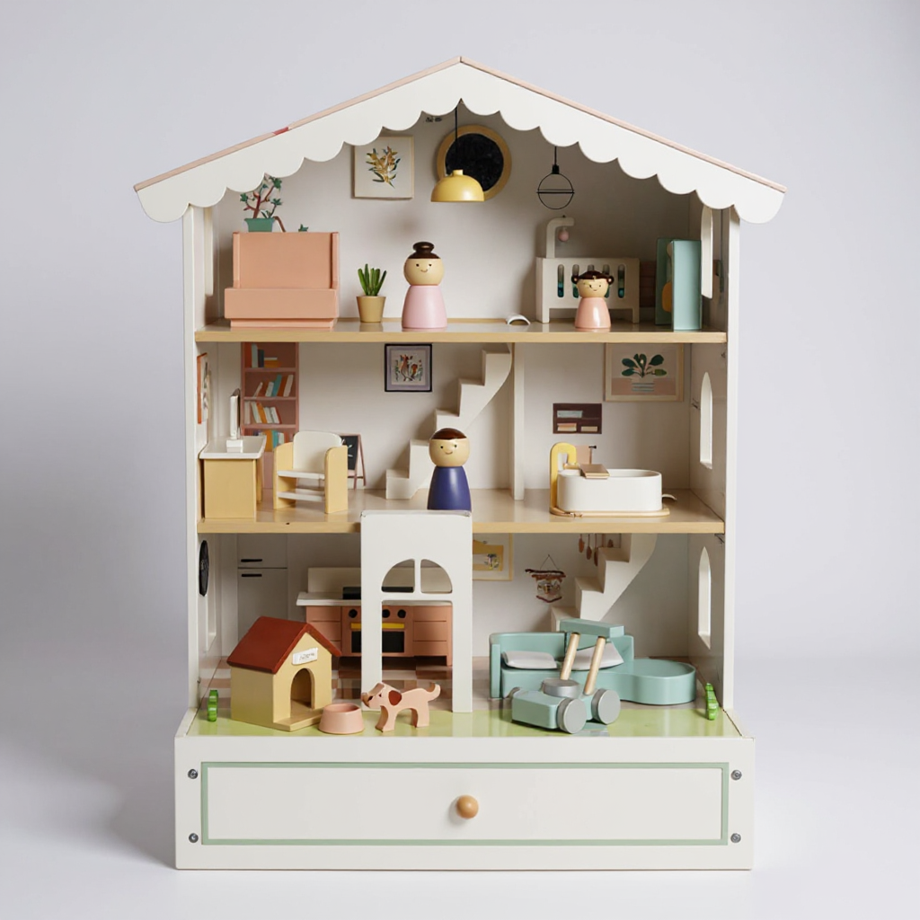 DREVENA KUĆICA ZA LUTKE LUMI SA FUNKCIJOM PRIČANJA PRIČE